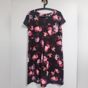 NY Collection Dress - Black with Multi-colored print - Size Petite Large